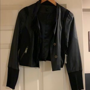 Short dressy faux leather jacket